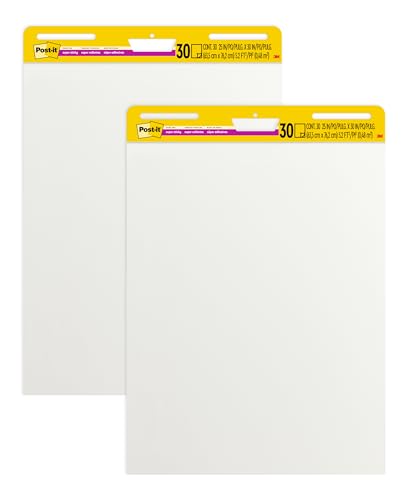 Post-it Super Sticky Easel Pad, 25 in x 30 in, White, 30 Sheets/Pad, 2 Pad/Pack, Large White Premium Self Stick Flip Chart Paper, Super Sticking Power (559)