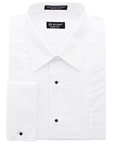 Milani Men's Tuxedo Shirt with French Cuffs 17', 34/35 White