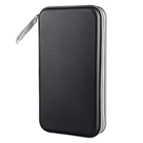Siveit CD Case, DVD Case Holder 96 Capacity Hard Plastic CD DVD Disc Cases Storage Binder Wallet for Car Home Office Travel (Black)