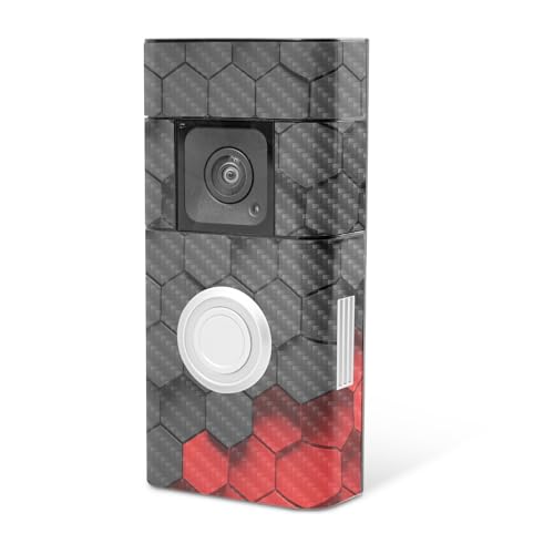 MightySkins Carbon Fiber Skin Compatible with Ring Video Doorbell Plus - Two-Tone Hex | Protective, Durable Textured Carbon Fiber Finish | Easy to Apply