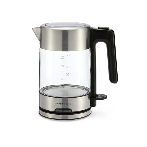 Amazon Basics Electric Glass and Steel Kettle - 1.0 Liter