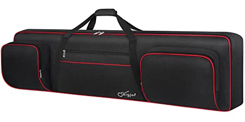 SNIGJAT 88 Key Keyboard Case Soft (Size: 53.5'x13.8'x6.8'), Padded Piano Case with Handle and Adjustable Shoulder Straps, Keyboard Gig Bag with 3 Pockets for Music Sheet Stand, Sustain Pedals, Cables