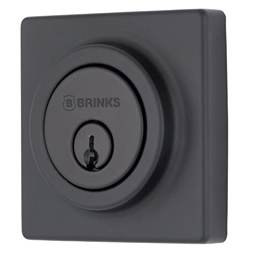 Brinks - Contemporary Single Cylinder Deadbolt, Matte Black - Built for Rigorous Residential Protection with ANSI Grade 3 Security (E2402-122)