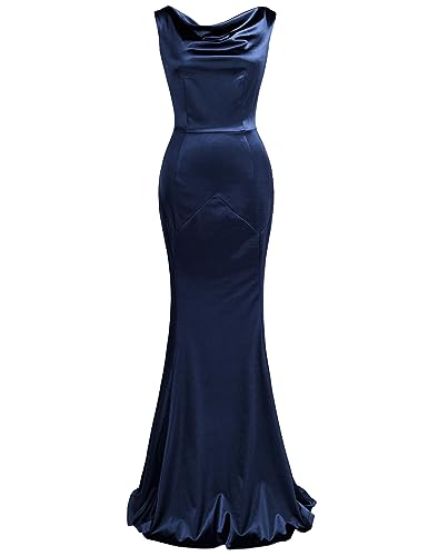 MUXXN Women's Flattering Sleeveless Party Gowns and Evening Full Length Spring Vintage Long Dress Blue M