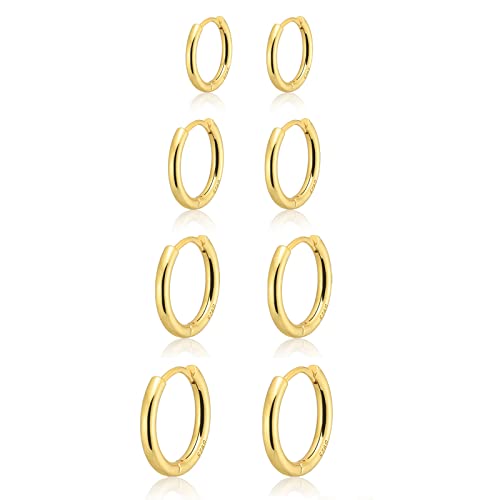 Gokeey Gold Hoop Earrings Set for Women, 14k Gold Plated Hypoallergenic Lightweight Gold Hoops Huggie Earrings Tiny Cartilage Ear Jewelry Gifts
