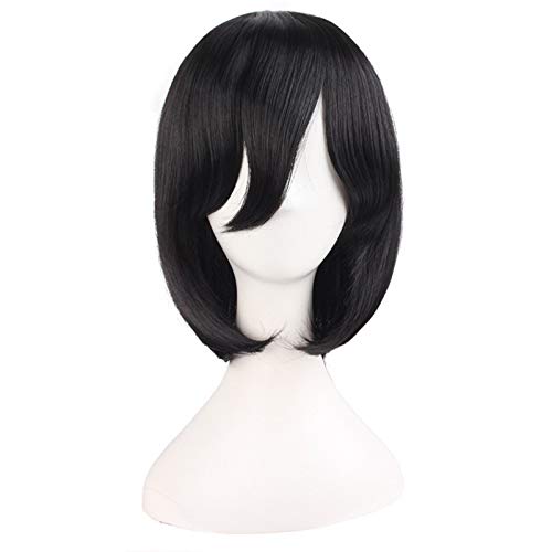 MapofBeauty 14'/35cm Female Models Medium Length Straight Hair Cosplay Wigs（Black）