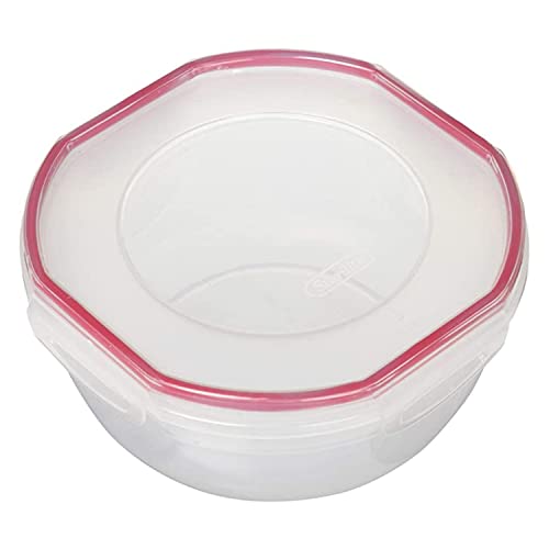 Sterilite Ultra-Seal 2.5 Qt Bowl, Airtight Food Storage Container, Plastic, Latching Lid, Microwave and Dishwasher Safe, Clear With Red Gasket, 1-Pack