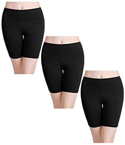 wirarpa Women's Cotton Boy Shorts Underwear Anti Chafing Soft Biker Short Long Leggings Under Shorts Black 3 Pack X-Large