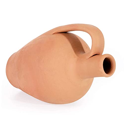 Natural Clay Water Pitcher, Unglazed Terracotta Water Carafe, Traditional Small Mud Jug, Pottery Jar for Drinking Water, (Large (3.3 qts))