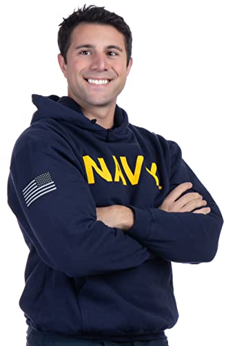 Ann Arbor T-shirt Co. NAVY PT Style Hoodie | U.S. Military Naval Sailor Training Infantry Workout Fleece Hoody Sweatshirt-(Hood,M)