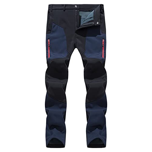Hiking Pants for Men Lightweight Slim Tactical Pants for Men Stretch Casual Plush Thickened Assault Pant Slim Fit Waterproof Outdoor Fashion Sweatpants Dark Blue L