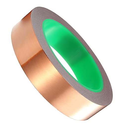 Conductive Copper Tape 1Inch x 50 Feet Metal Foil Adhesive Tape for Decor Arts &Crafts, EMI/RFI Shielding, Grounding, Stained Glass, Garden, Solder Paper Circuit, Guitar Interference Shield, Duct Wrap