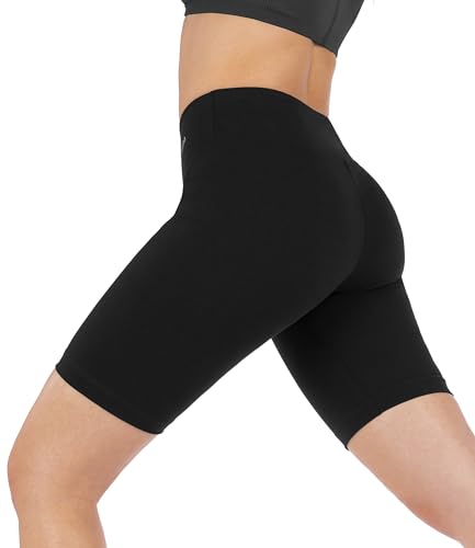 Nirlon Women's Biker High Waist Workout Yoga Shorts 9' Inseam (2XL, Black)