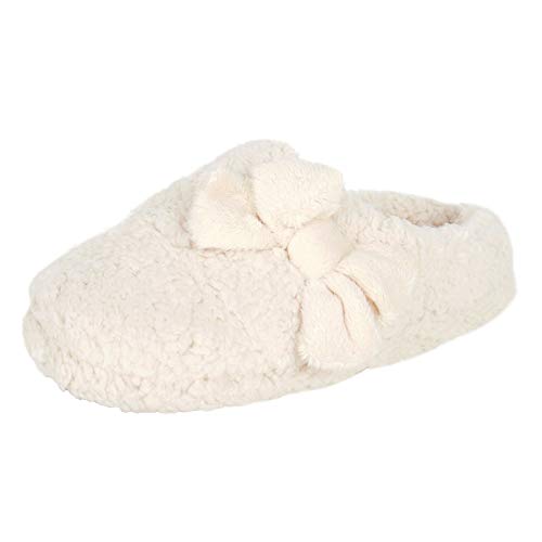 Jessica Simpson Womens Plush Marshmallow Slide On House Slipper Clog with Memory Foam, Ivory, Medium