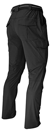 WENRONSTA Men's Hiking Work Cargo Pants Quick-Dry Lightweight Waterproof 6 Pockets Outdoor Mountain Fishing Camping Pants Black M