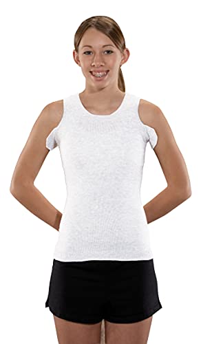 KNIT-RITE Torso Interface Crew Neck Tank with Double Axilla Flaps - Coolmax (White, Medium Regular)