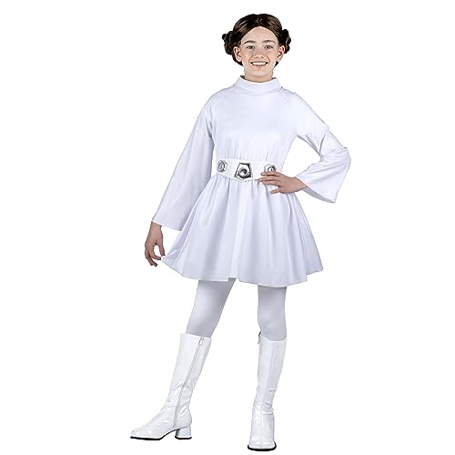 STAR WARS Princess Leia Official Youth Costume - Hooded Dress with Belt and Wig - Large Multi
