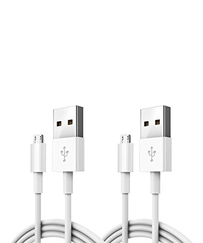 3.3ft High Speed Data & QC 3.0 Charging Micro USB Cable White 2 Pack with USB-C Adapter for Xbox/Switch/PS4 Controller to PC, Compatible with Playstation 4, Galaxy S10/S7, Android