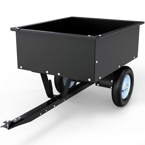 YITAMOTOR 350LB Steel Dump Cart 8 Cubic Feet ATV/UTV Trailer Tow Behind Lawn Black