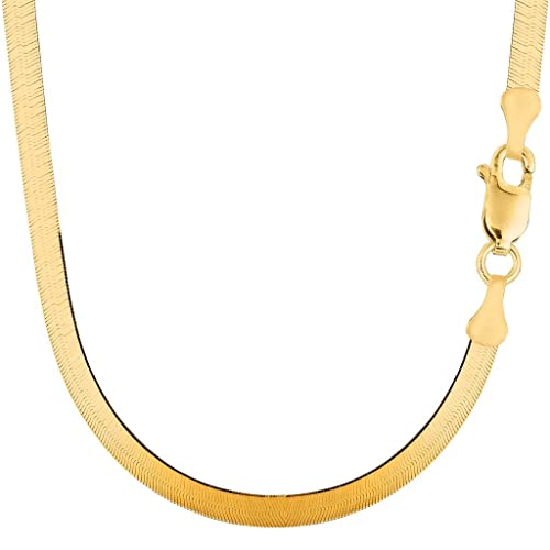 The Diamond Deal 14k Solid Yellow Gold 5.00mm Shiny Imperial Herringbone Chain Necklace or Bracelet for Pendants and Charms with Lobster-Claw Clasp (18' And yellow-gold)