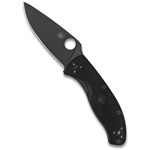 Spyderco Tenacious Lightweight Folding Utility Pocket Knife with 3.39' Black Stainless Steel Blade and Black FRN Handle - Everyday Carry - PlainEdge - C122PBBK