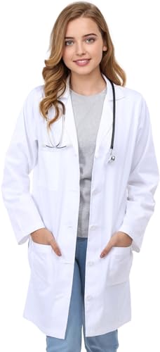 NY Threads Professional Lab Coat for Women, Apparel, Full Sleeve Cotton Blend Long Medical Coat (White, X-Large)