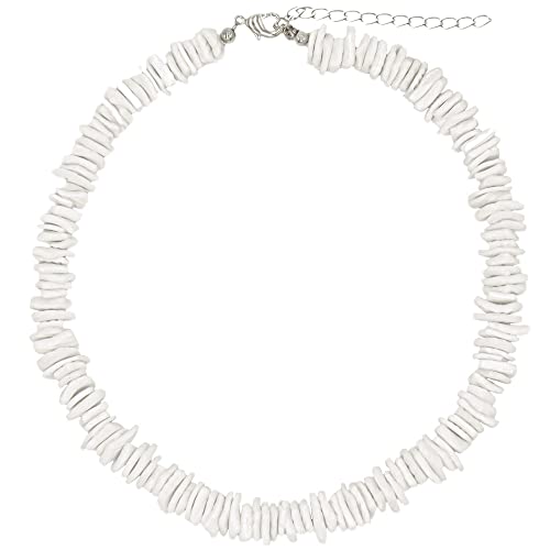 Hapuxt Beach Sea Shell Choker Necklaces Jewelry for Women White Puka Shell Necklace Outer Banks Sufer Necklace for Women 14 inch