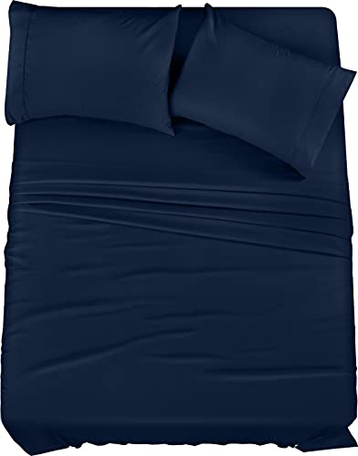 Utopia Bedding Queen Bed Sheets Set - 4 Piece Bedding - Brushed Microfiber - Shrinkage and Fade Resistant - Easy Care (Queen, Navy)