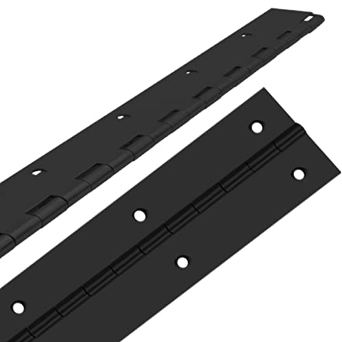 2Pcs Heavy Duty Piano Hinge, 20” Long x 2” Open Width Black Piano Hinges with Holes, Stainless Steel 1/16”Continuous & Piano hinges for Wood Furniture Mailbox Tool/Storage Boxes Cabinets Door Piano