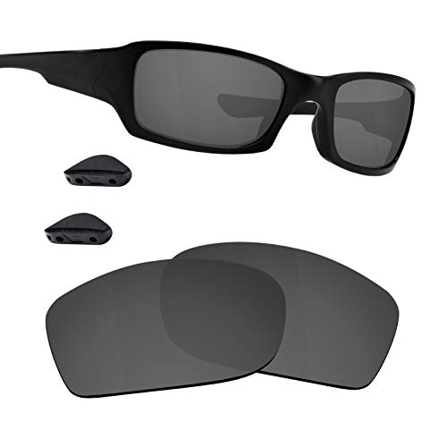 Guarda TRUE POLARIZED Replacement Lenses & Nose Pads for Oakley Fives Squared Sunglasses - Dark Black