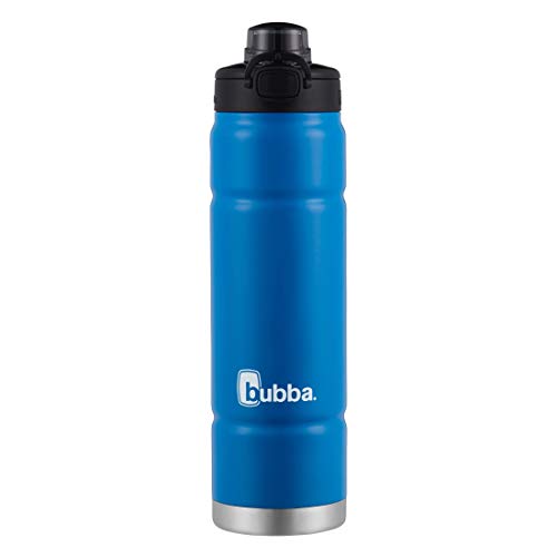 Bubba Trailblazer 24oz Vacuum-Insulated Stainless Steel Water Bottle with Push-Button Leakproof Lid, Keeps Drinks Cold up to 24hrs or Hot up to 12hrs, Great for Travel, Work, School, Berry Blue