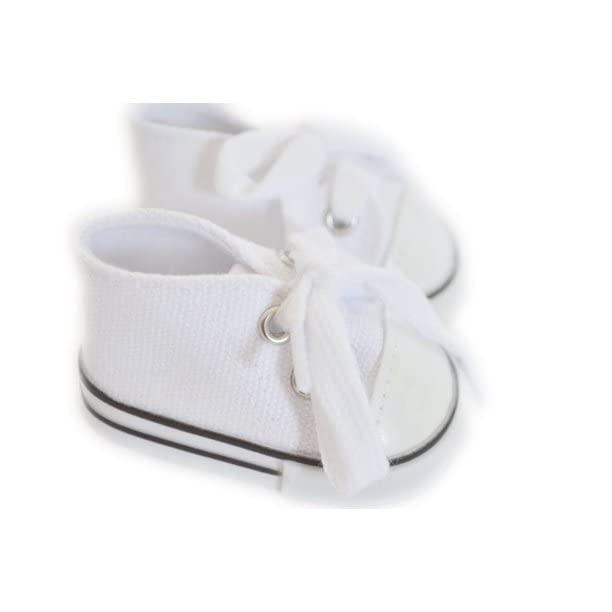 MBD Canvas Sneakers Doll Shoes Fits 18 Inch Dolls and Kennedy and Friends Dolls- 18 Inch Doll Shoes (White)