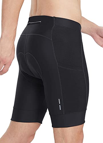 BALEAF Men's Bike Shorts, 4D Padded Cycling Biking Shorts Road Bicycle Riding Mountain Chamois Pockets UPF50+ Black M