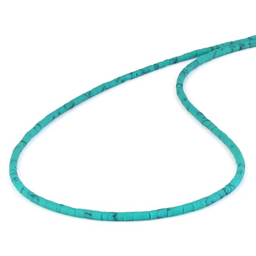 Vatslacreations Natural Turquoise Gemstone Bead Necklace With Different Shape in 925 Sterling Silver Adjustable Lock Chain Daily Wear Jewelry For Women Girls (Turquoise (Tube))