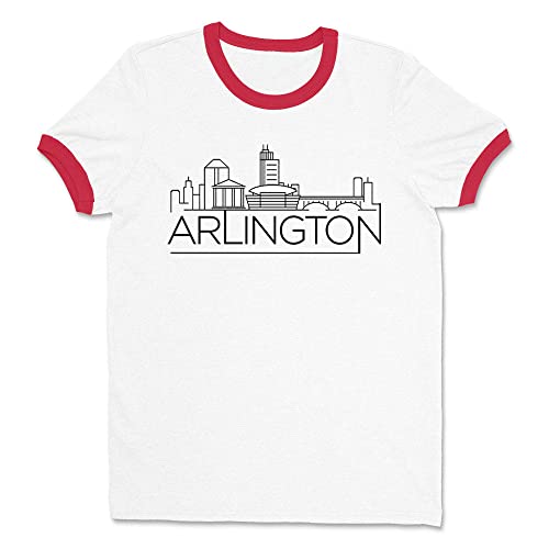 Skyline Arlington Virginia Ringer Tee Shirt Unisex Large White/Red