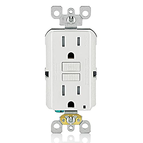 Leviton GFCI Outlet, 15 Amp, Self Test, Tamper-Resistant with LED Indicator Light, Protection from Electric Shock and Electrocution, GFTR1-W, White