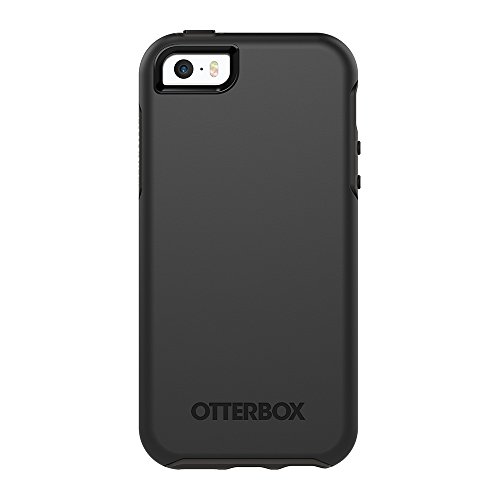 OtterBox iPhone SE (1st gen - 2016) and iPhone 5/5s Symmetry Series Case - 2016) and iPhone 5/5s - BLACK, ultra-sleek, wireless charging compatible, raised edges protect camera & screen