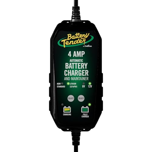 Battery Tender 4 AMP Battery Charger and Maintainer - Automotive Switchable 12V or 6V Smart Fully Automatic for Cars SUVs and Trucks - Lead Acid & Lithium Battery Charger - 022-0209-BT-WH