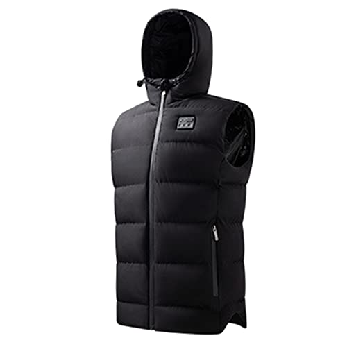 GREGG Men's Heated Vest Heated Hunting Hooded Vest Winter Lightweight USB Electric Outdoor Warming Heating Hiking (Black,X-Large)
