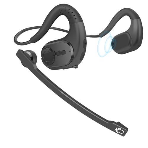 iDIGMALL Bluetooth 5.3 Headset w/Magnetic Detachable Microphone, Light Open Ear Wireless Headphone w/DSP Noise Canceling Mic for Phone PC Laptop, Comfort for Office Meeting Home Work, 12H Playtime