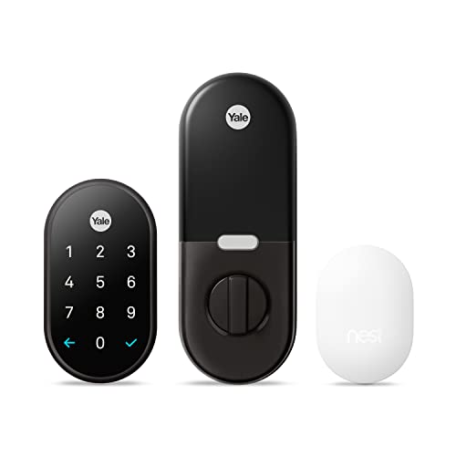 Google Nest x Yale Lock - Tamper Proof Smart Lock for Keyless Entry - Keypad Deadbolt Lock for Front Door - Works with Nest Secure Alarm System - Black Suede