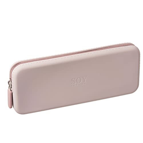 Soy For You Trendy Silicone travel Makeup bag, Storage & Purse Organizer for Brushes & Makeup Tools, Travel Brush Pouch Holder, Easy to Clean Washable Cosmetic Pouch Case (Dusty Pink)
