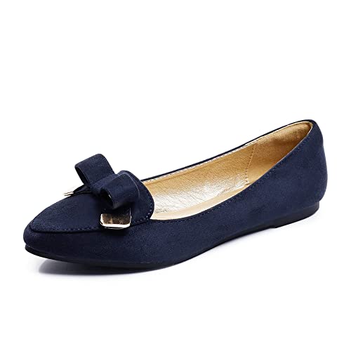 Trary Women’s Loafer Flats Shoes Slip On Comfortable Office Walking Driving Dress Wedding Shoes Pointed Toe with Bow
