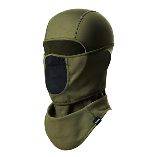 SAITAG Balaclava Ski Mask Warm Face Mask for Cold Weather Winter Skiing Snowboarding Motorcycling Ice Fishing Men (Army Green)