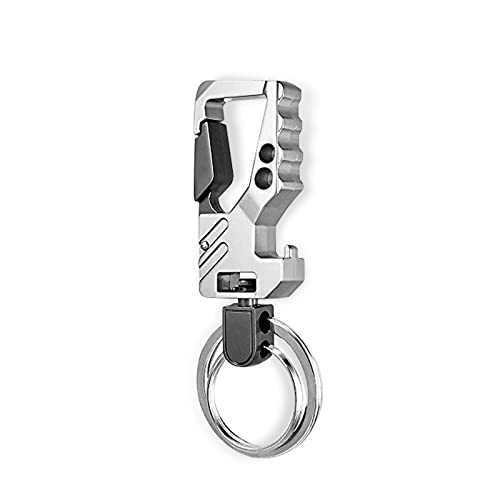 Yonput 1 PC Heavy Duty Key Chain with 2 Key Rings Bottle Opener Keychain Key Chains for Carabiner for Men and Women (Silver)