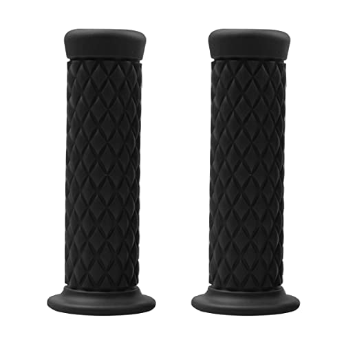 Motorcycle Hand Grips, Non Slip Rubber Bar for 7/8' 22mm/24mm Handles, Vintage Motorbike Thruster Grip, Handlebar for Hand Comfort, Universal for Motocross Scooter Dirt Bike, Open End (Black)