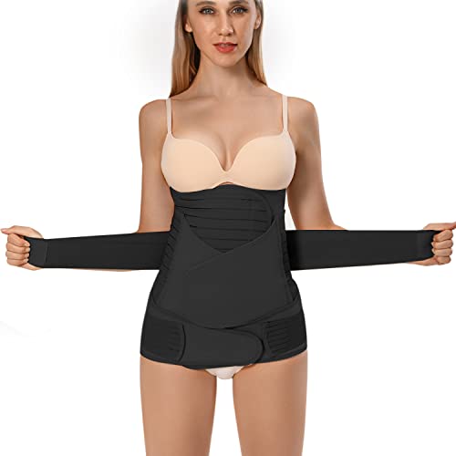 Postpartum Girdle Belly Band Wrap 3 in 1 Belt For C Section Natural Birth - Waist/Pelvis Body Shaper - Fajas Postparto Caesarean Abdomen Stomach Compression Post Surgery Diastasis Recti Belt Binding