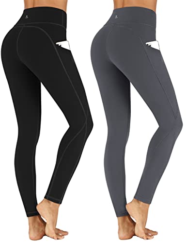 TOREEL High Waisted Leggings Pack Yoga Pants with Pockets for Women Tummy Control Workout Leggings with 3 Pockets