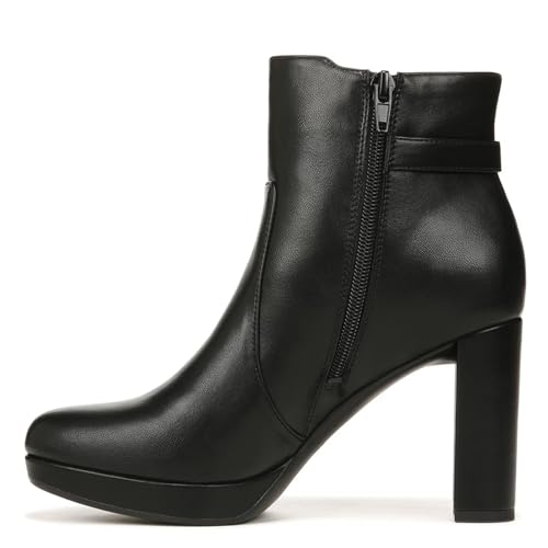 Naturalizer Womens Braxton Platform Ankle Boot Black Crinkle 8.5 M