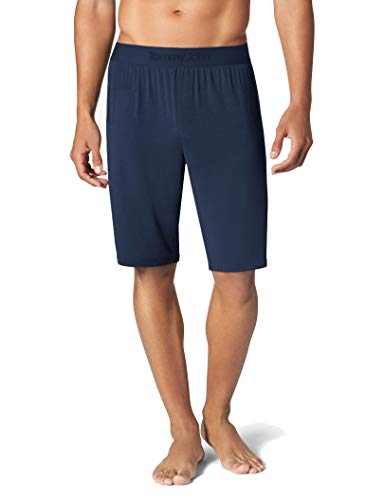 Tommy John Men's Second Skin Pajama Shorts - Comfortable Soft Sleep & Lounge Bottoms for Men (Elastic Band, Dress Blues, Large)
